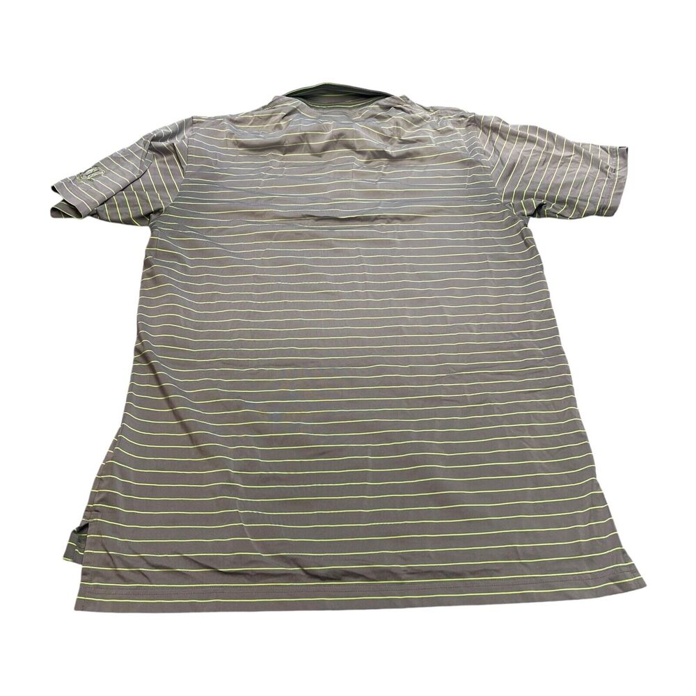 Dunning Polo Shirt Men's Large Gray Green Striped Golf Performance Short Sleeve - Picture 4 of 8
